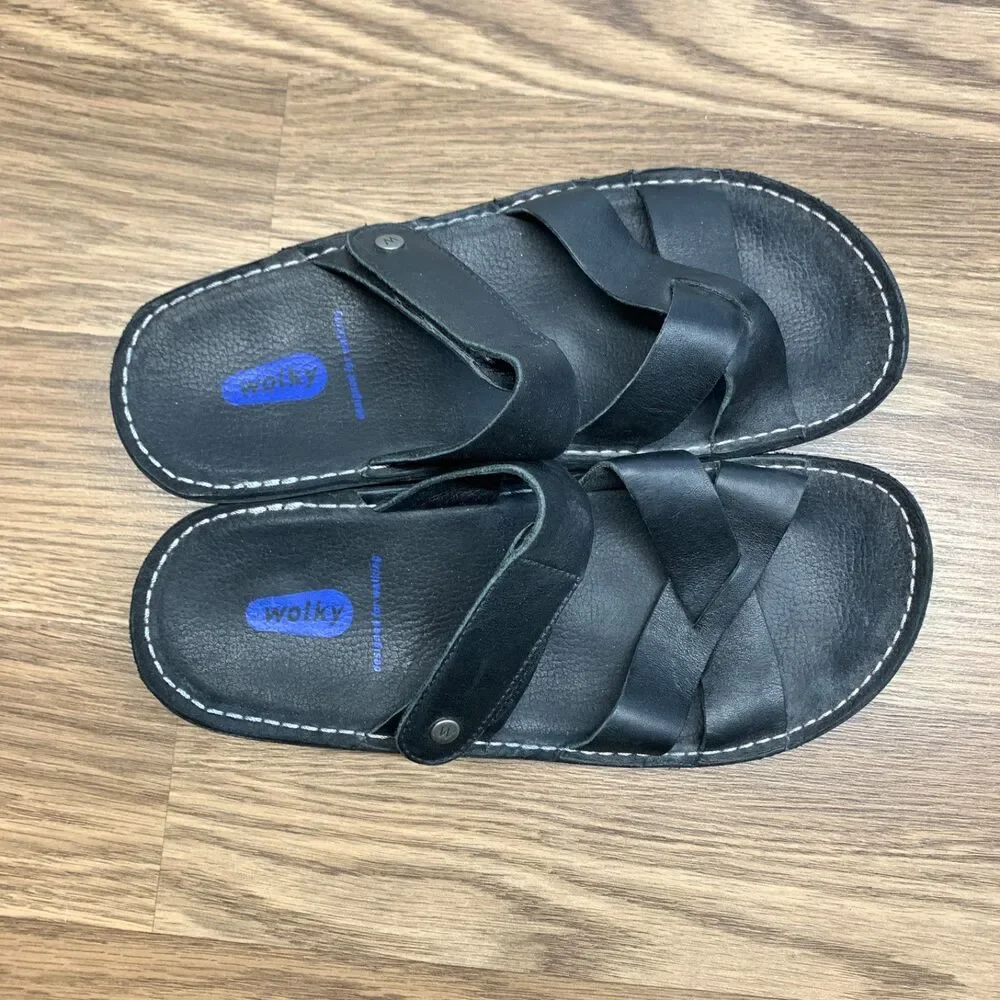 Wolky Women's Orthopedic Black Strappy Flip-Flops, Size EU 37 US 6‎ -7 Sandals